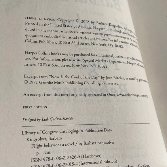 Flight Behavior, Barbara Kingsolver. Signed. First Edition. - Picture 3 of 4